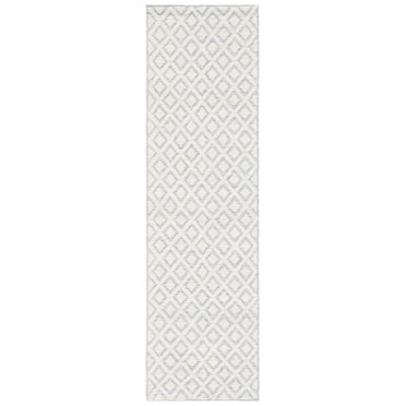 SAFAVIEH Vermont Thurstan Geometric Wool Runner Rug, Ivory/Light Blue, 2'3" x 8'
