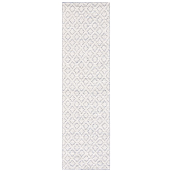 SAFAVIEH Vermont Thurstan Geometric Wool Runner Rug, Ivory/Light Blue, 2'3" x 8'
