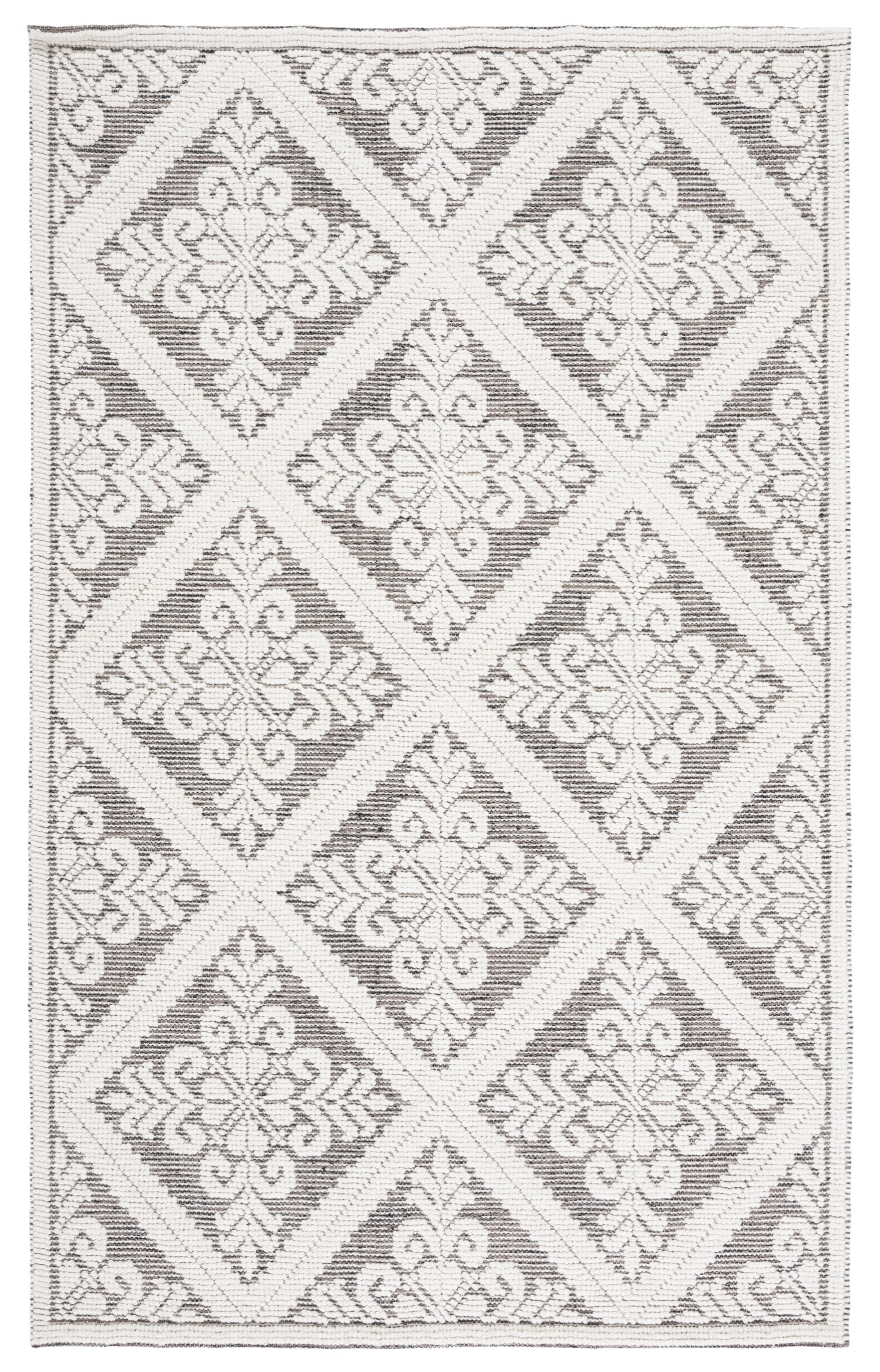 SAFAVIEH Vermont Trinity Floral Geometric Wool Area Rug, 5' x 8', Ivory/Brown