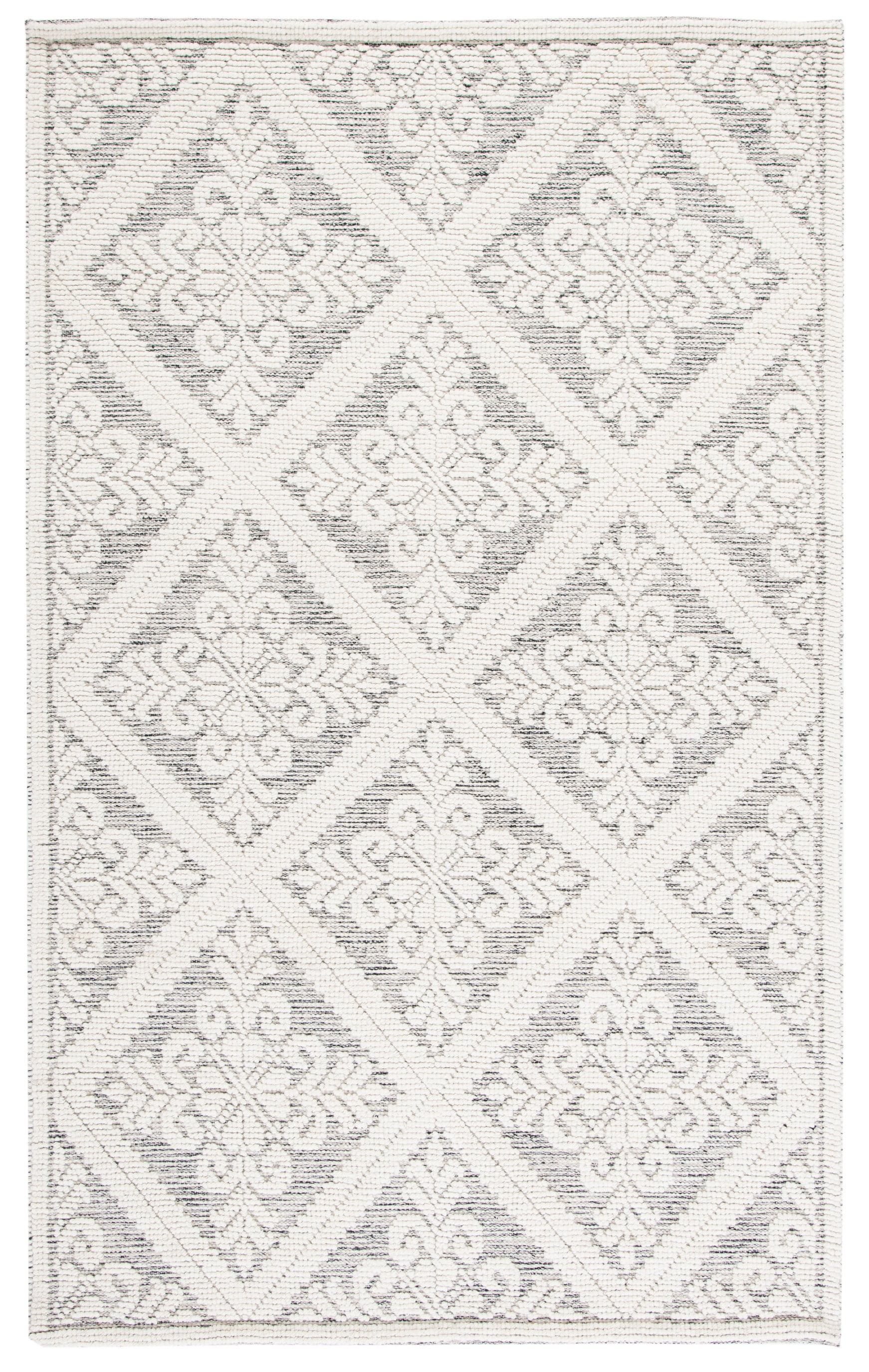 SAFAVIEH Vermont Trinity Floral Geometric Wool Area Rug, 6' x 9', Ivory/Grey