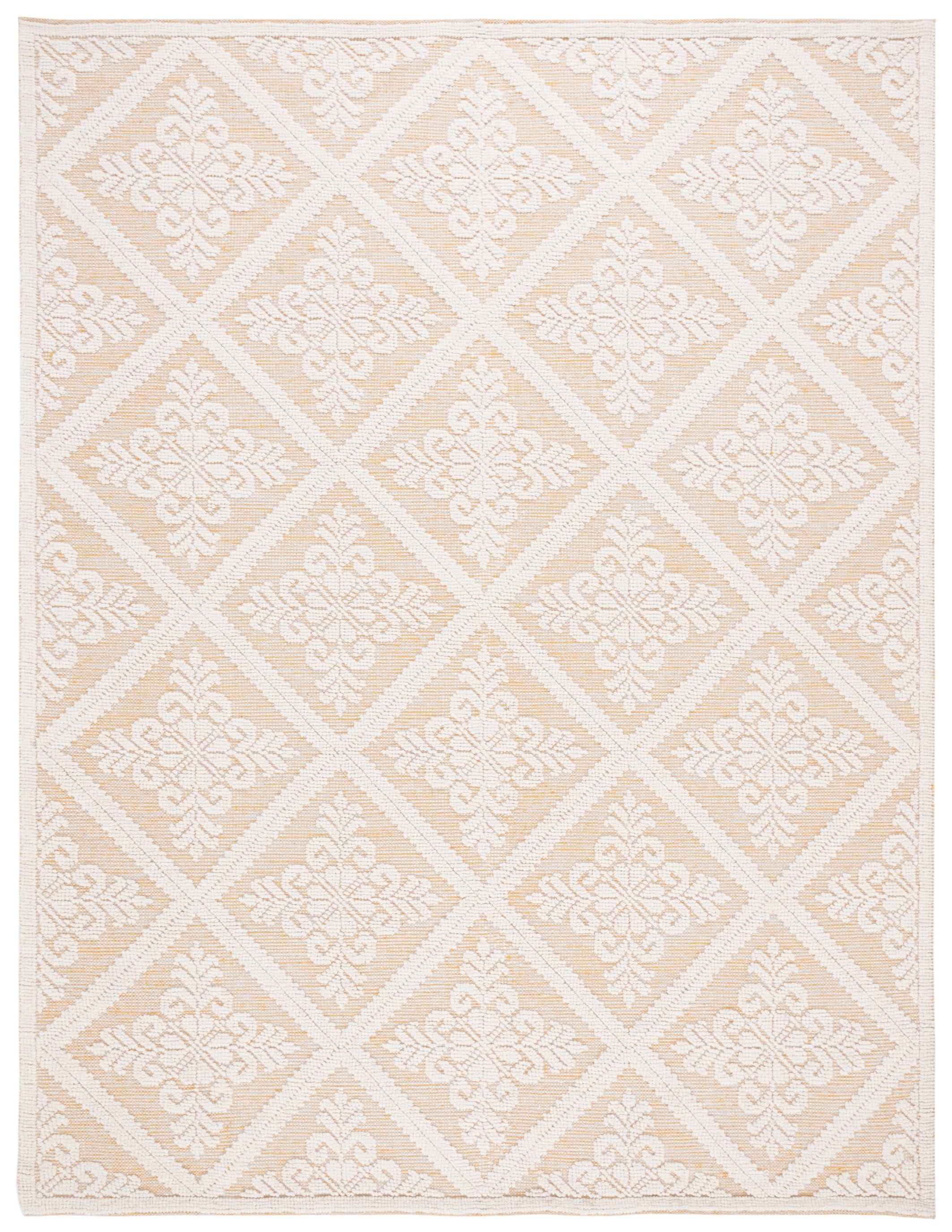 Ivory and Gold Tufted Handmade Wool 8' x 10' Area Rug