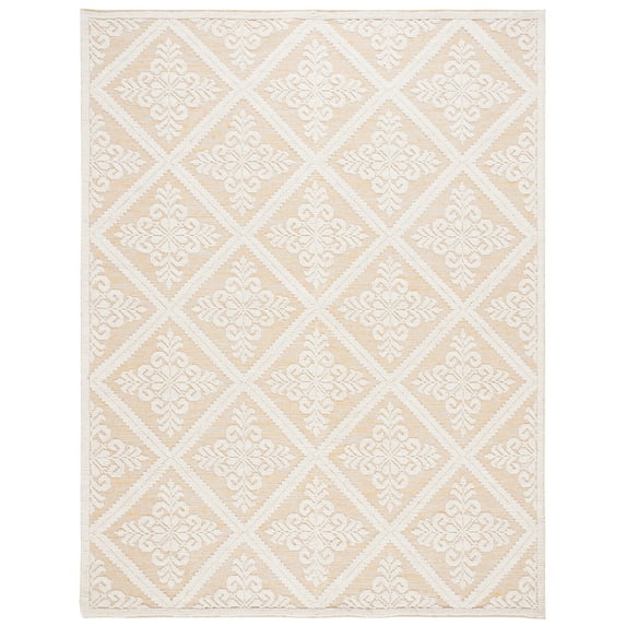 SAFAVIEH Vermont Trinity Floral Geometric Wool Area Rug, 8' x 10', Ivory/Gold