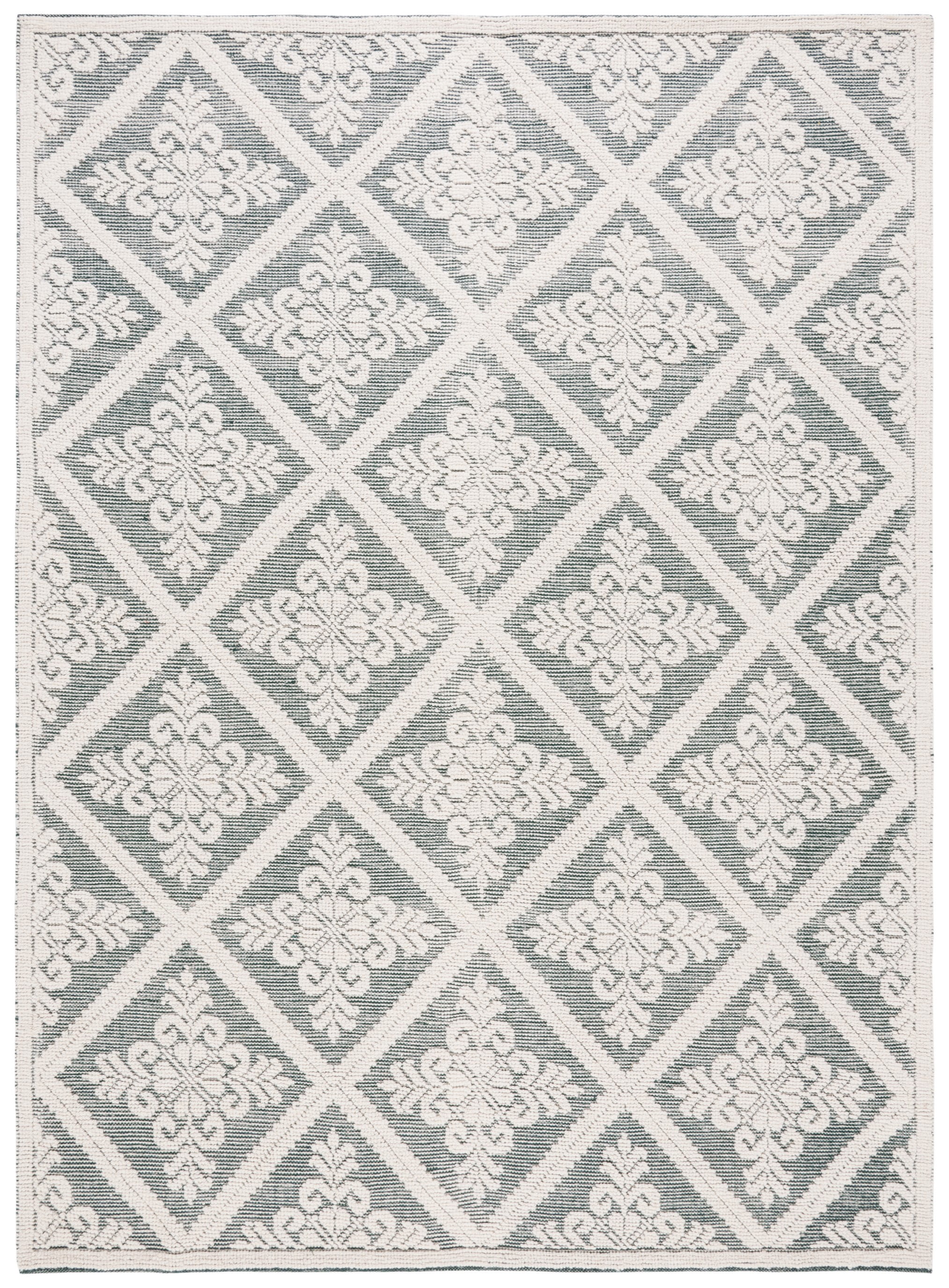 Ivory and Gray Handwoven Wool Area Rug, 8' x 10'