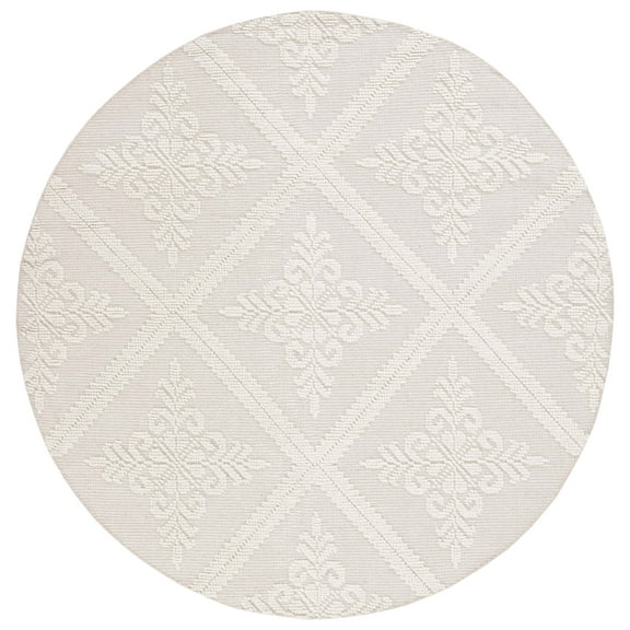 SAFAVIEH Vermont Trinity Floral Geometric Wool Area Rug, Ivory, 6' x 6' Round