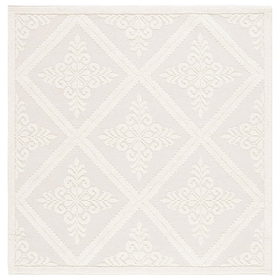 SAFAVIEH Vermont Trinity Floral Geometric Wool Area Rug, Ivory, 6' x 6' Square