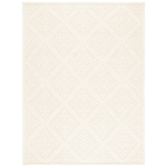 SAFAVIEH Vermont Trinity Floral Geometric Wool Area Rug, Ivory, 9' x 12'