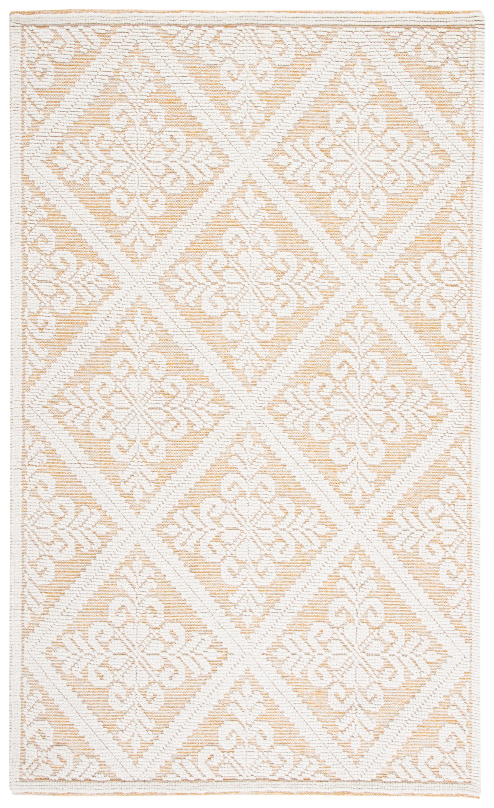 SAFAVIEH Vermont Trinity Floral Geometric Wool Area Rug, Ivory/Gold, 3' x 5'