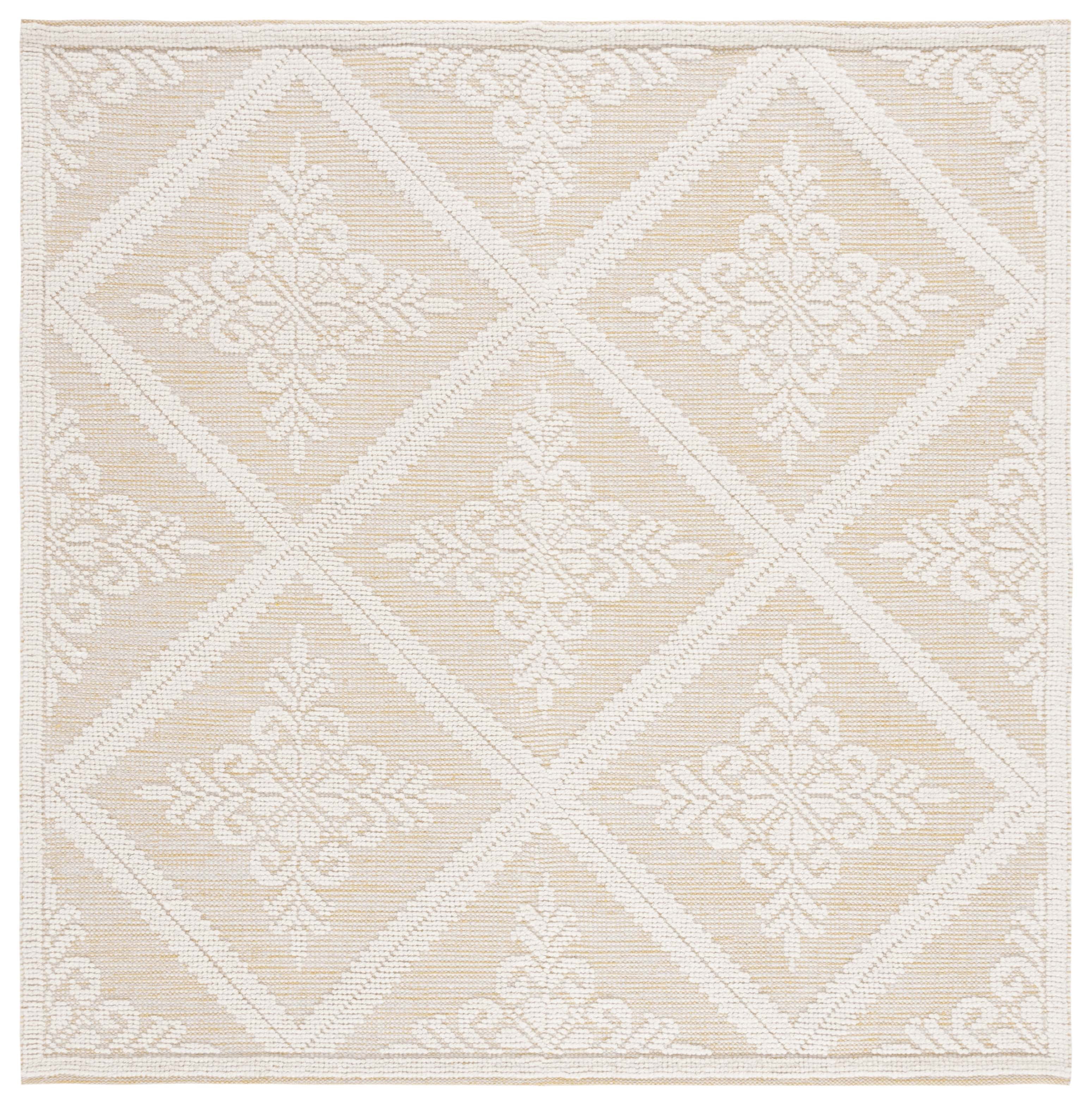 SAFAVIEH Vermont Trinity Floral Geometric Wool Area Rug, Ivory/Gold, 6