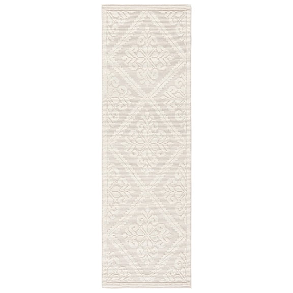 SAFAVIEH Vermont Trinity Floral Geometric Wool Runner Rug, Ivory, 2'3" x 6'