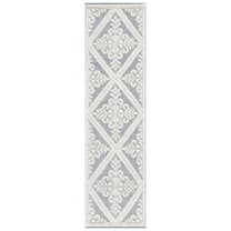 SAFAVIEH Vermont Trinity Floral Geometric Wool Runner Rug, Ivory/Blue, 2'3" x 8'