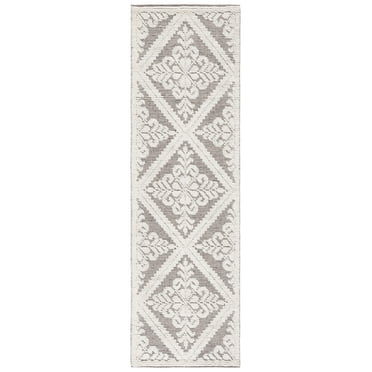 SAFAVIEH Vermont Trinity Floral Geometric Wool Runner Rug, Ivory/Brown, 2'3" x 8'