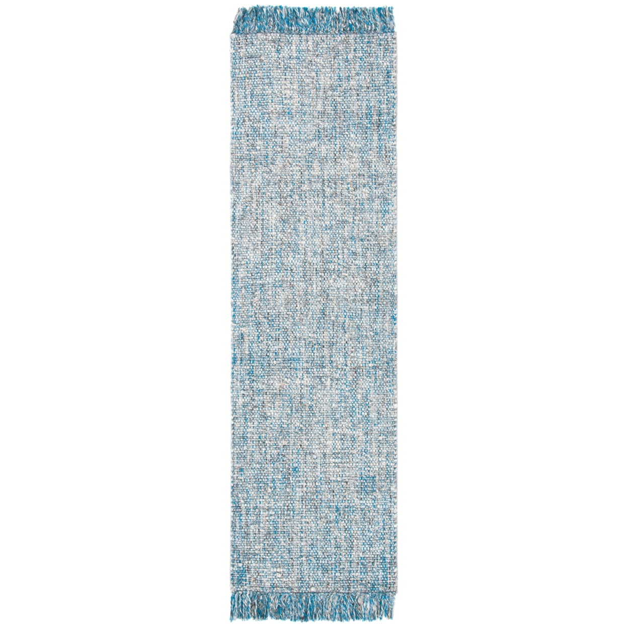 Handmade Blue and Gray Wool Runner Rug