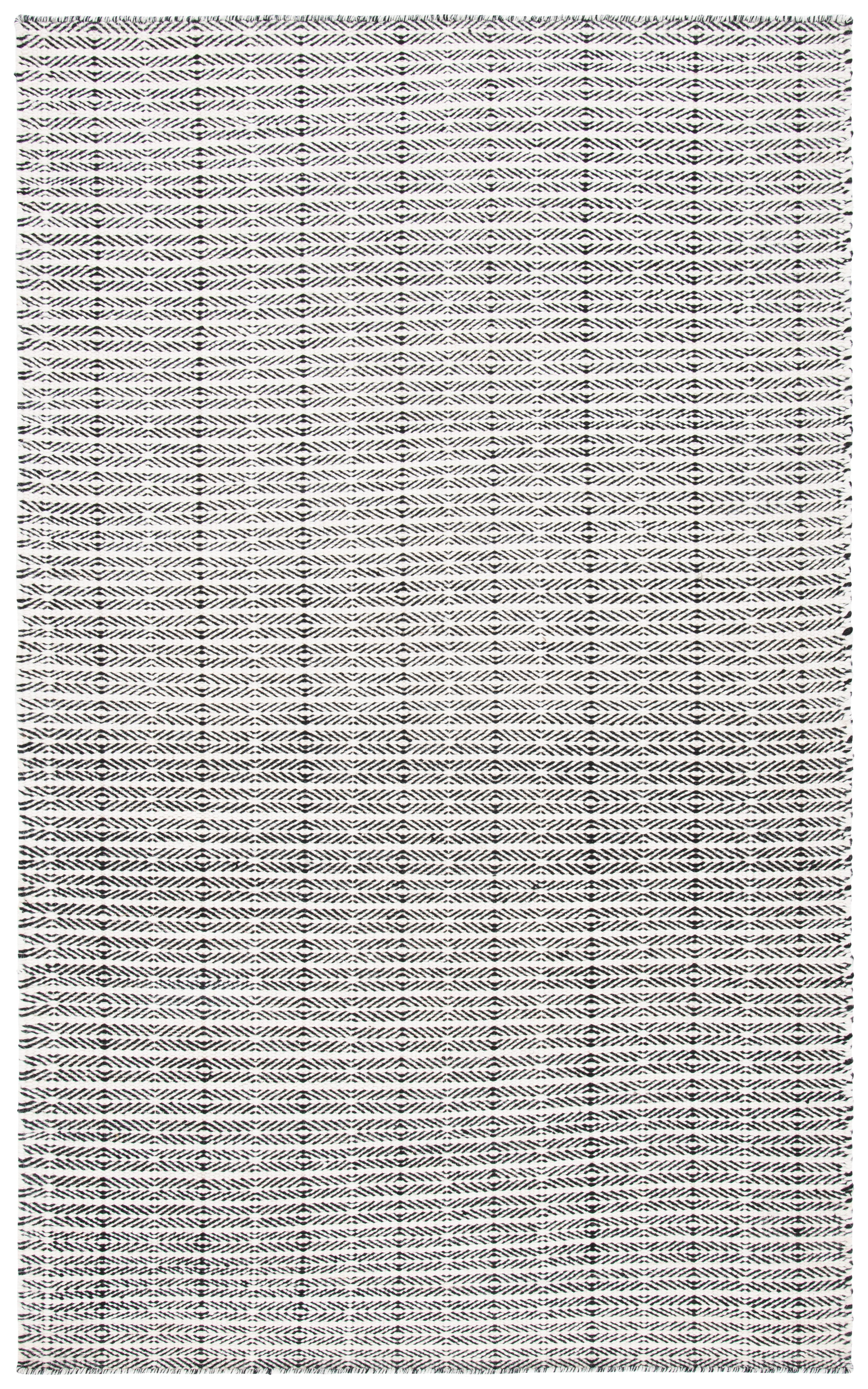Black and Ivory Hand Tufted Wool Rectangular Rug