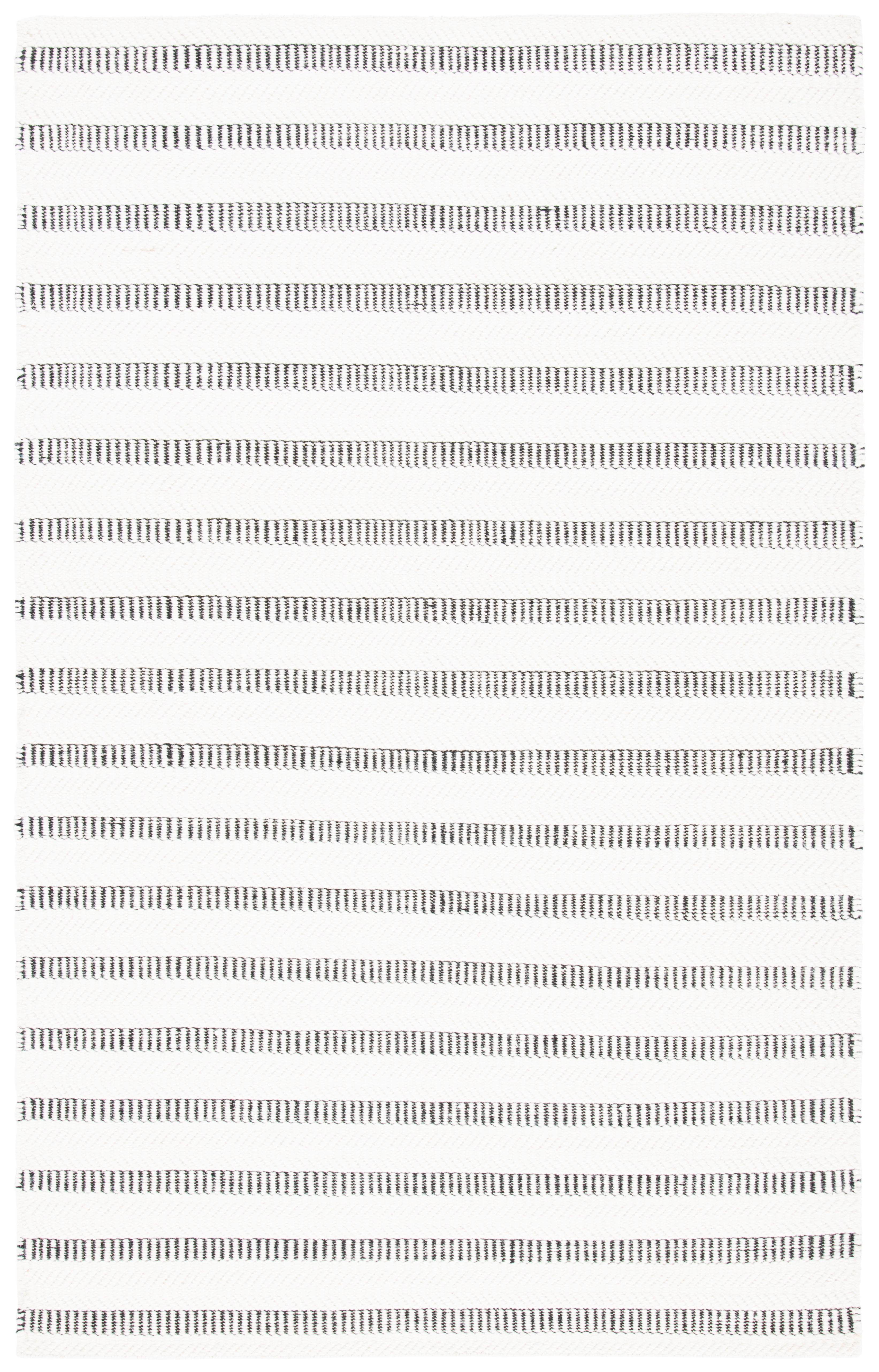 Handmade Black and Ivory Striped Wool Rug, 3' x 5'