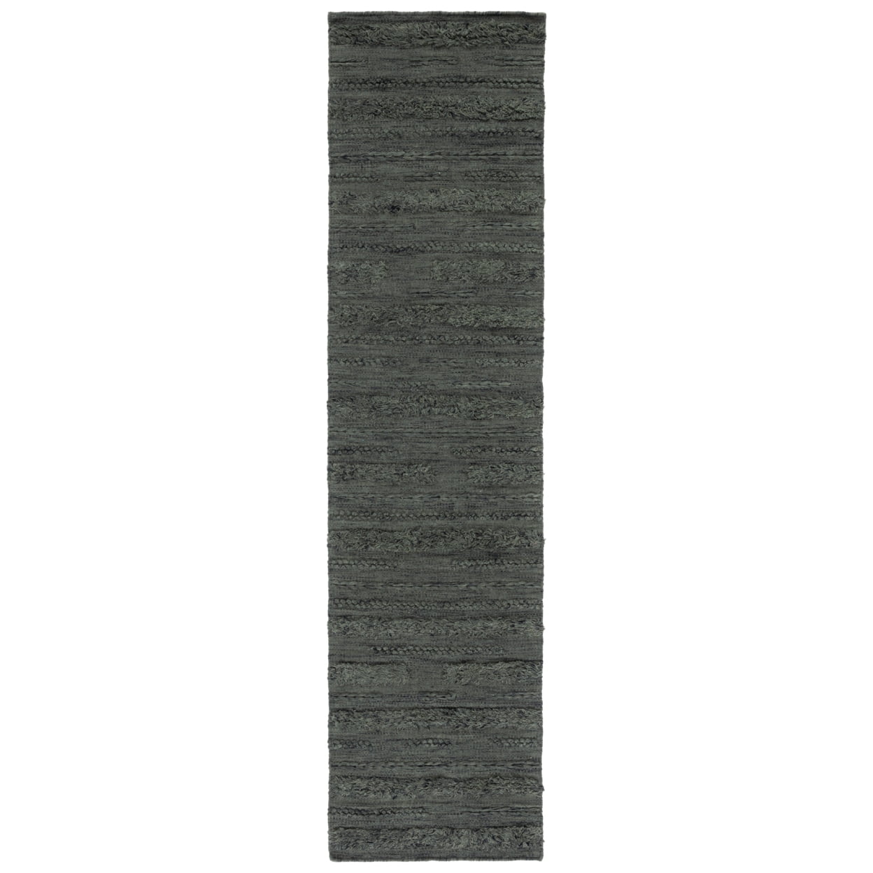 Charcoal and Ivory Handwoven Wool Runner Rug