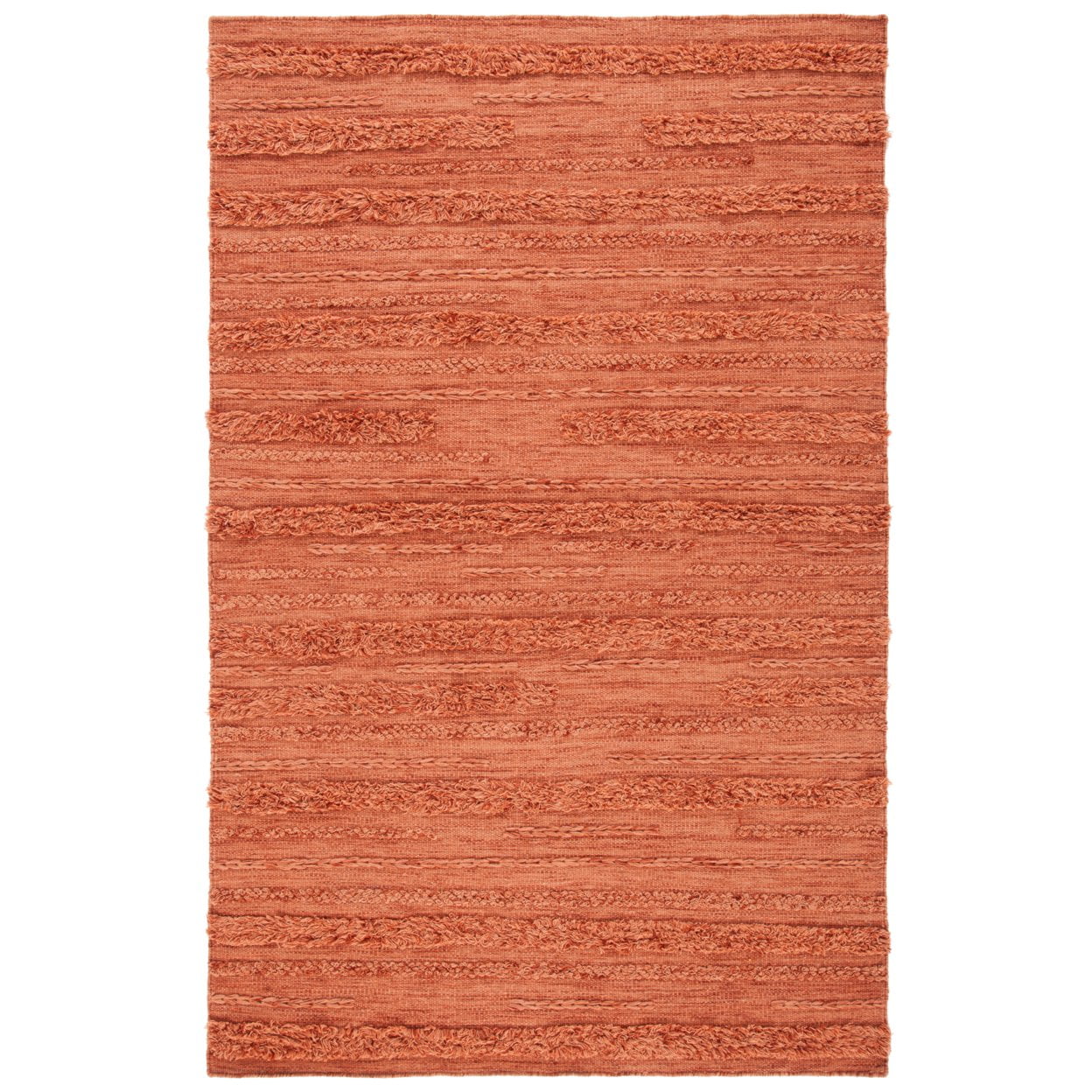 Handwoven Rustic Charm Rust/Orange Wool-Cotton Blend Rug - 3' x 5'