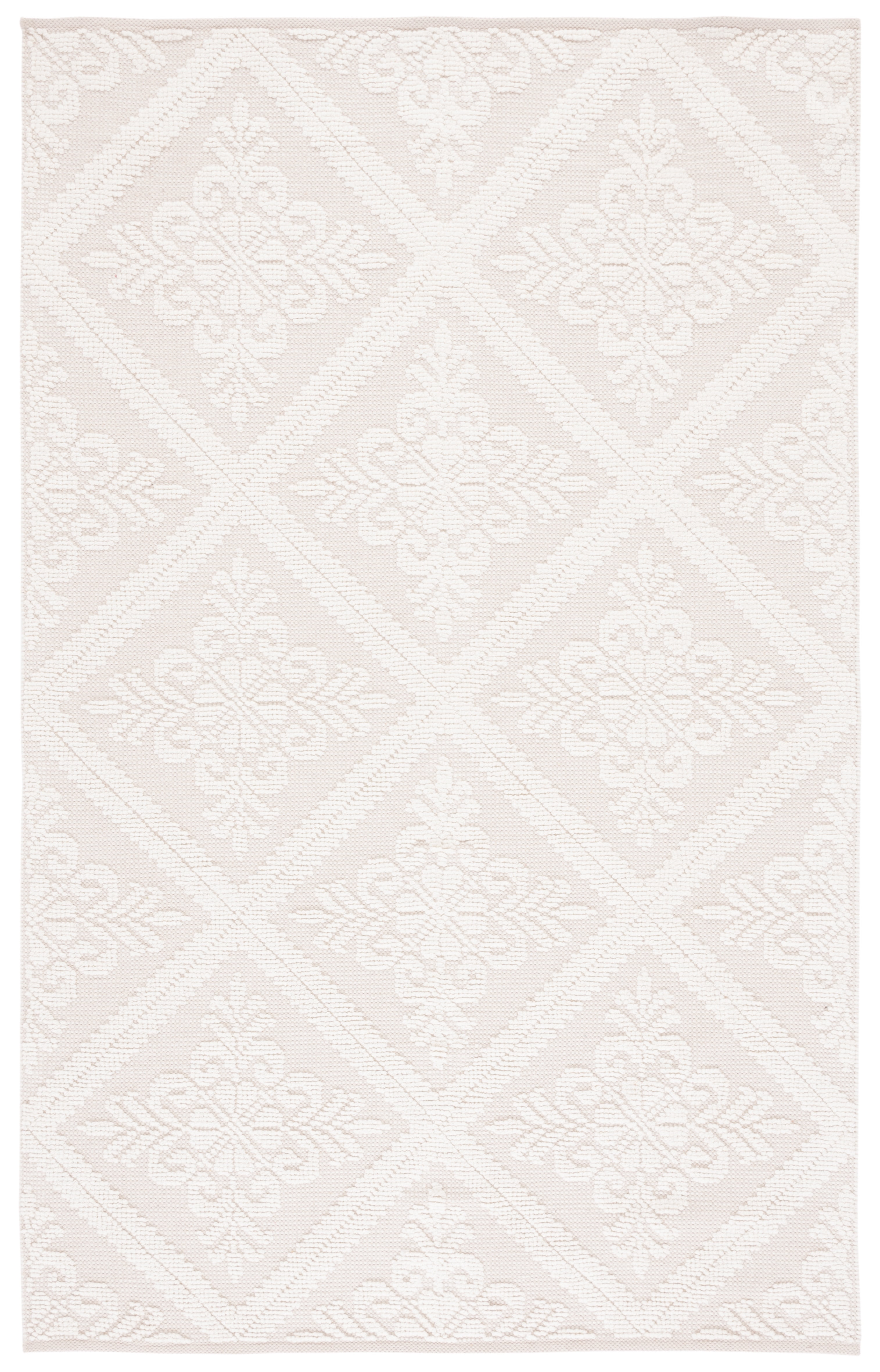 Ivory Hand-Knotted Wool and Cotton 4' x 6' Area Rug