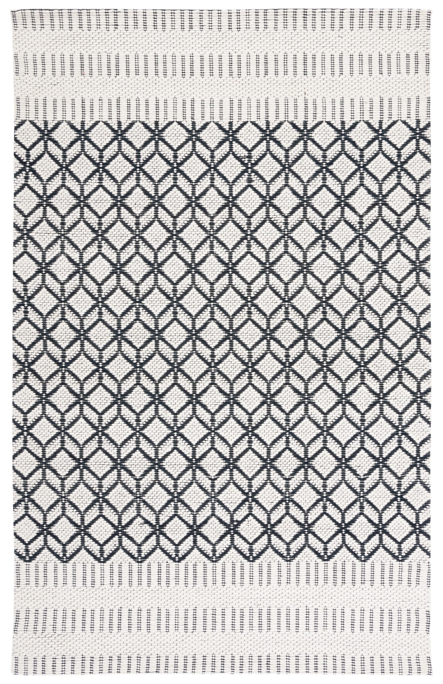 Handwoven Black Geometric Wool Area Rug 36" x 4"