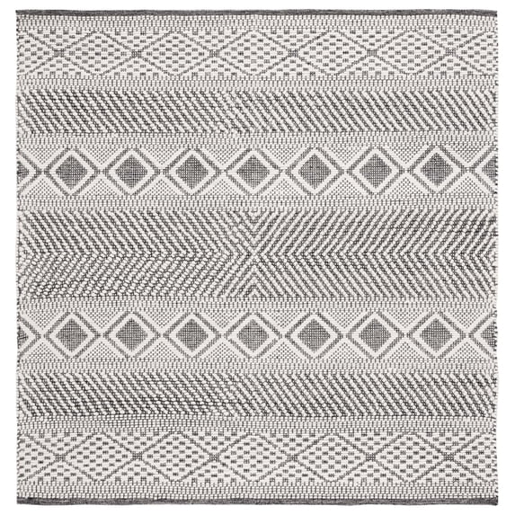 SAFAVIEH Vermont Wenonah Aztec Area Rug, Ivory/Black, 6' x 6' Square