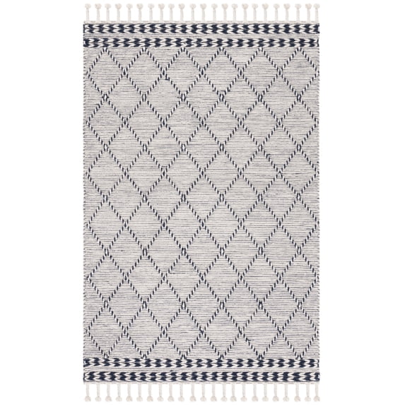 SAFAVIEH Vermont Westley Trellis Area Rug, Ivory/Navy, 4' x 6'