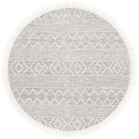 SAFAVIEH Vermont Wichita Aztec Area Rug, Ivory/Blue, 6' x 6' Round