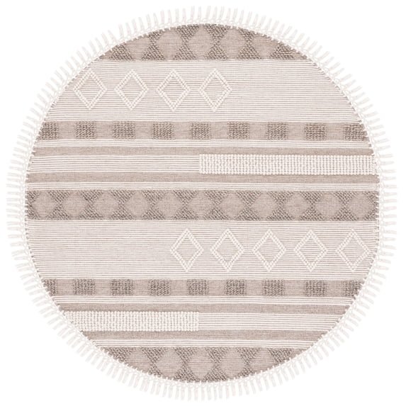 SAFAVIEH Vermont Wilford Trellis Area Rug, Ivory/Brown, 6' x 6' Round