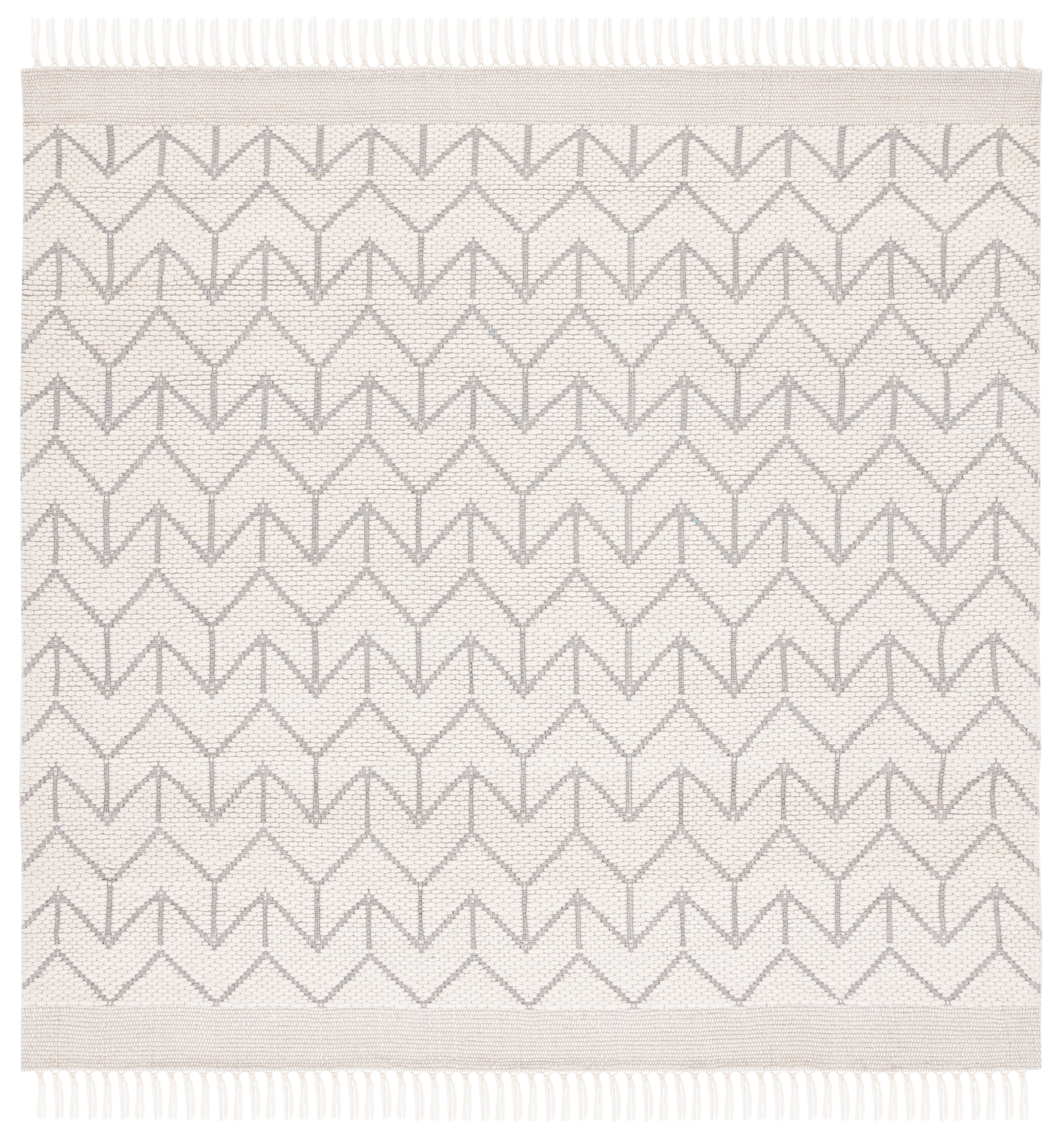 Ivory Square Hand-Knotted Wool Elegance Area Rug - 6' x 6'