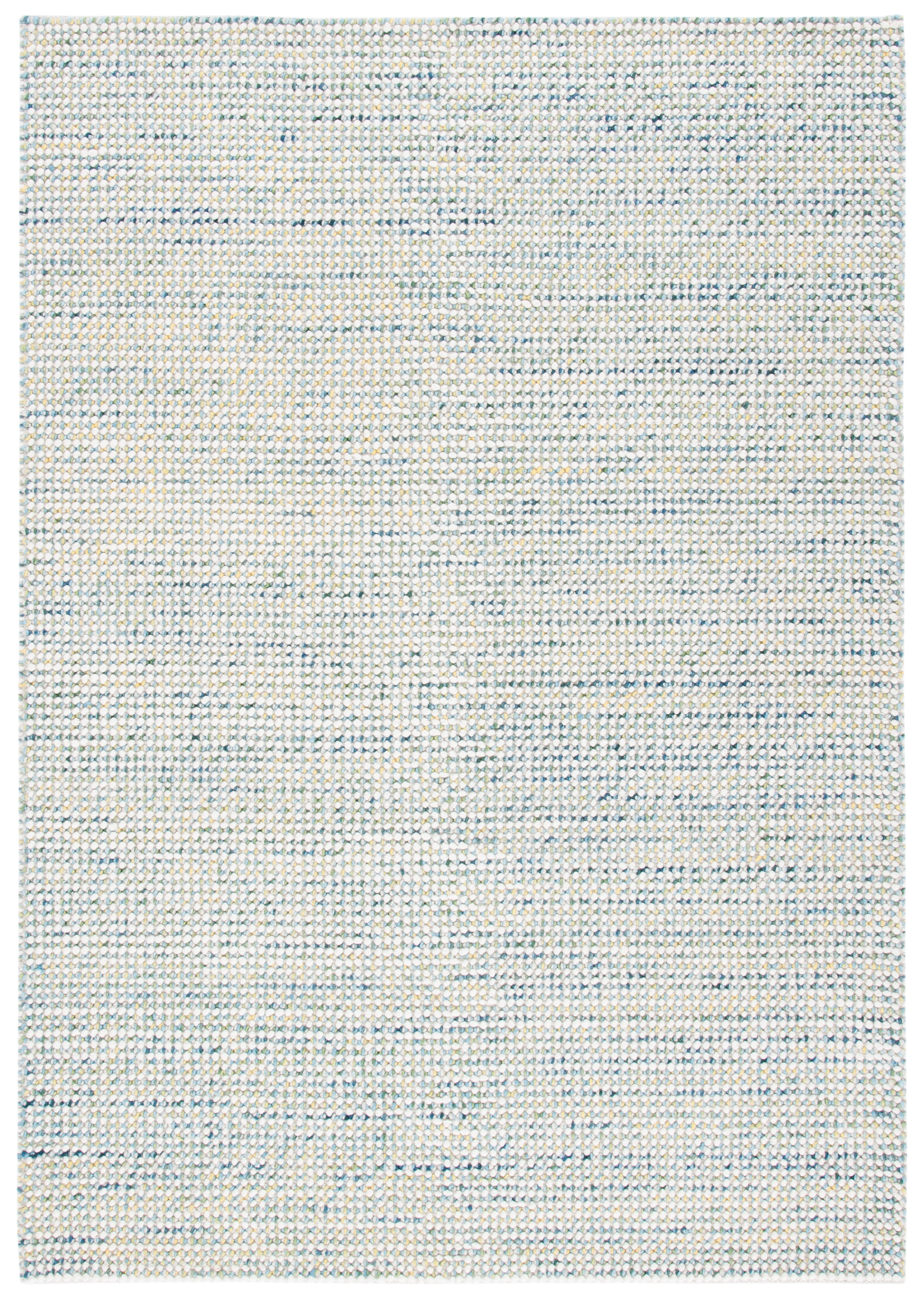 Hand-Knotted Artisan Ivory & Blue Wool Round Rug, 3' x 5'