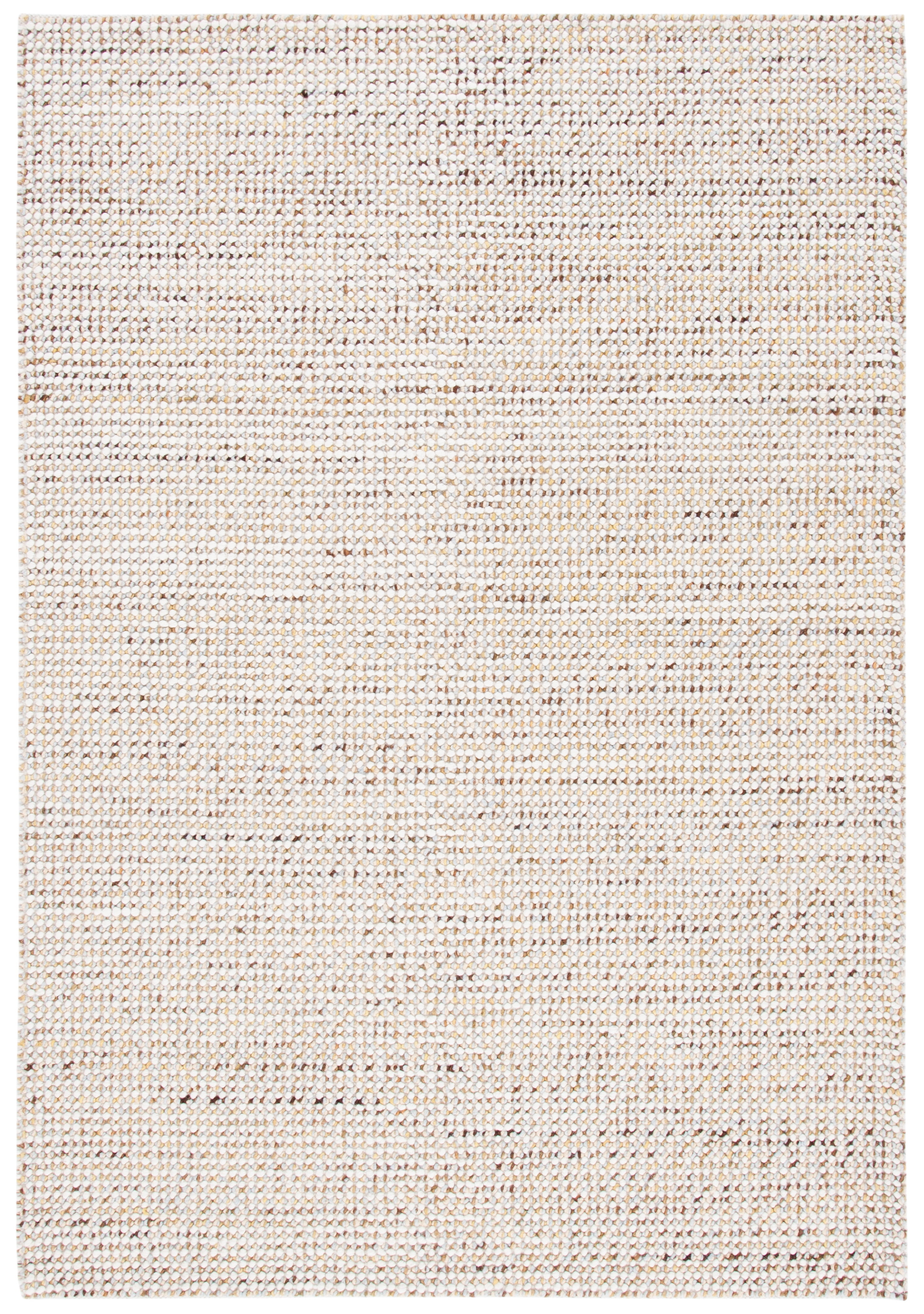 Ivory and Silver Hand-Knotted Wool Rectangular Area Rug 4' x 6'