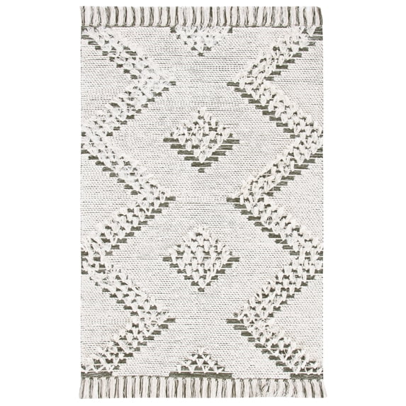 SAFAVIEH Vermont Winthrop Chevron Area Rug, Ivory/Green, 3' x 5'