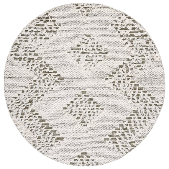 SAFAVIEH Vermont Winthrop Chevron Area Rug, Ivory/Green, 6' x 6' Round