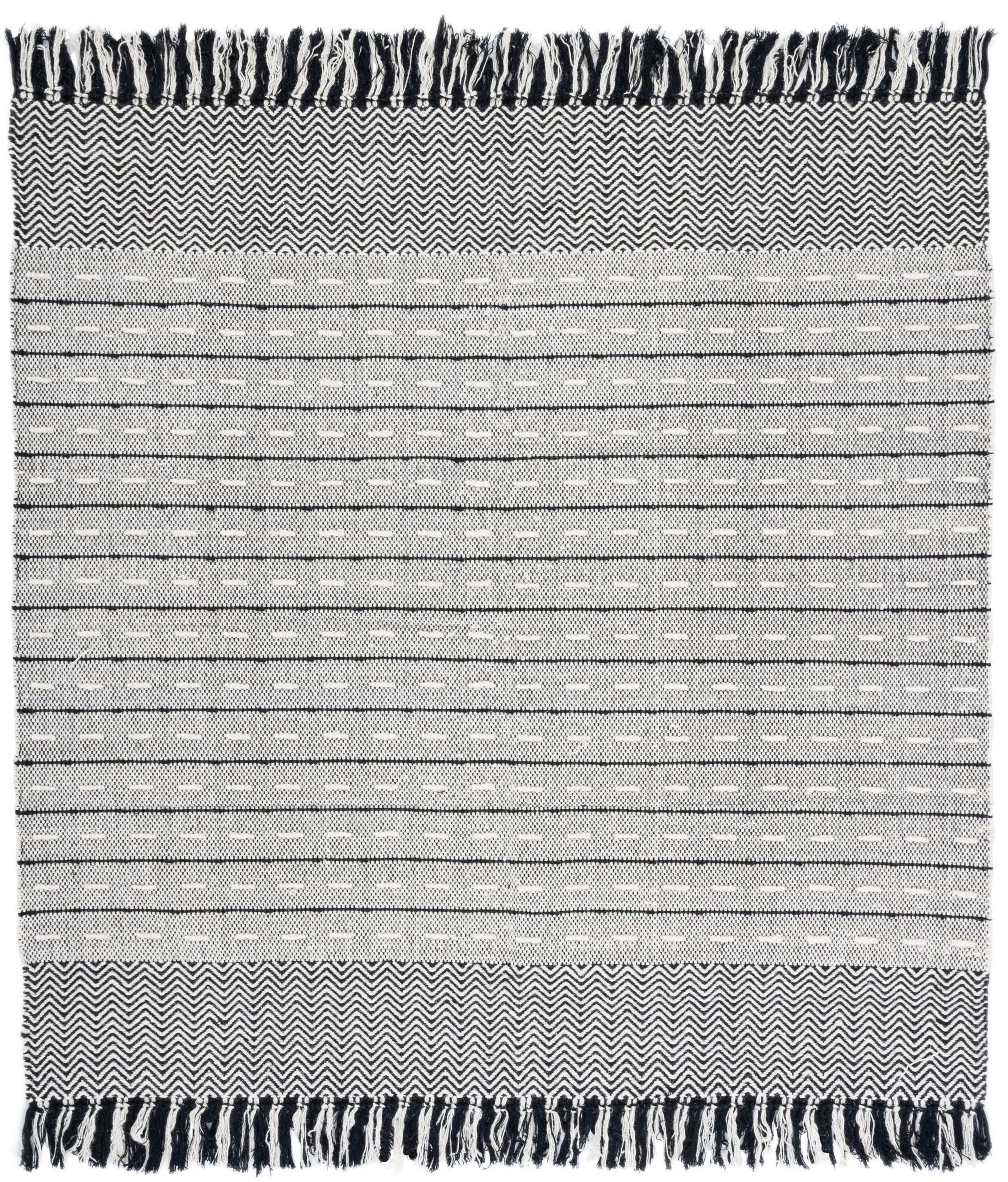 Vermont Ivory and Black 6' x 6' Wool Cotton Square Rug