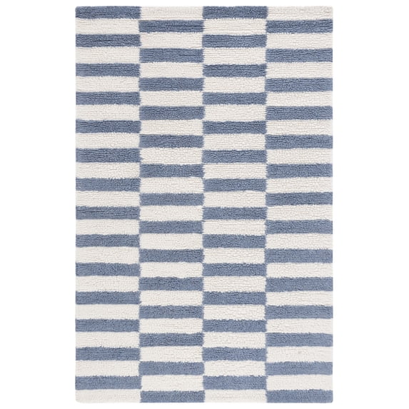 SAFAVIEH Vermont Yasmin Plaid Area Rug, Ivory/Blue, 3' x 5'