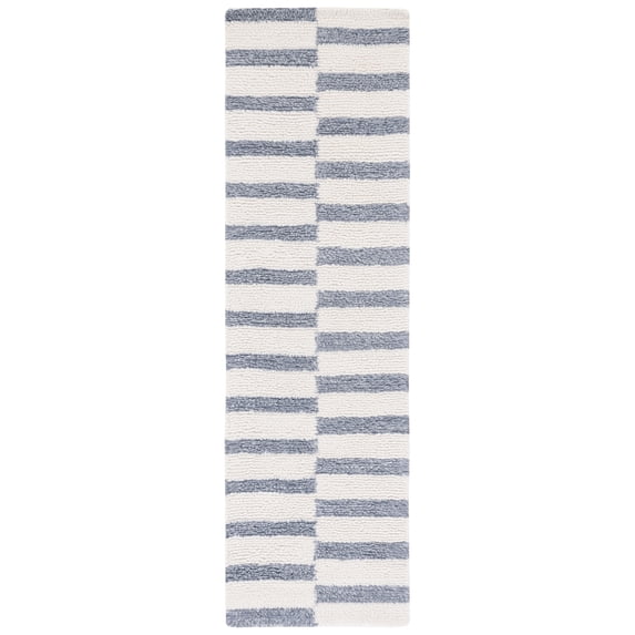 SAFAVIEH Vermont Yasmin Plaid Runner Rug, Ivory/Grey, 2'3" x 8'