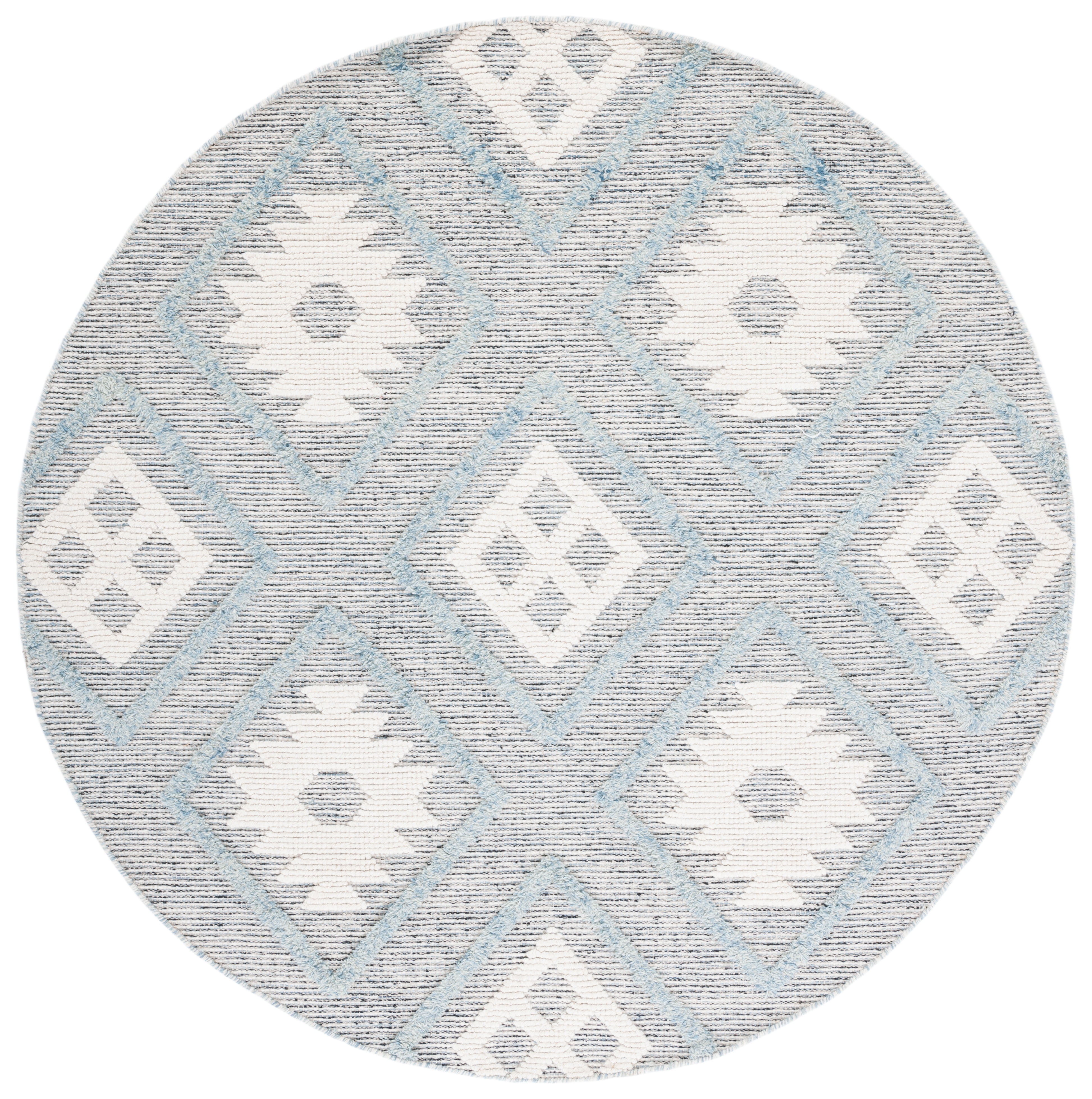 SAFAVIEH Vermont Yazmin Geometric Area Rug, Blue/Ivory, 6' x 6' Round