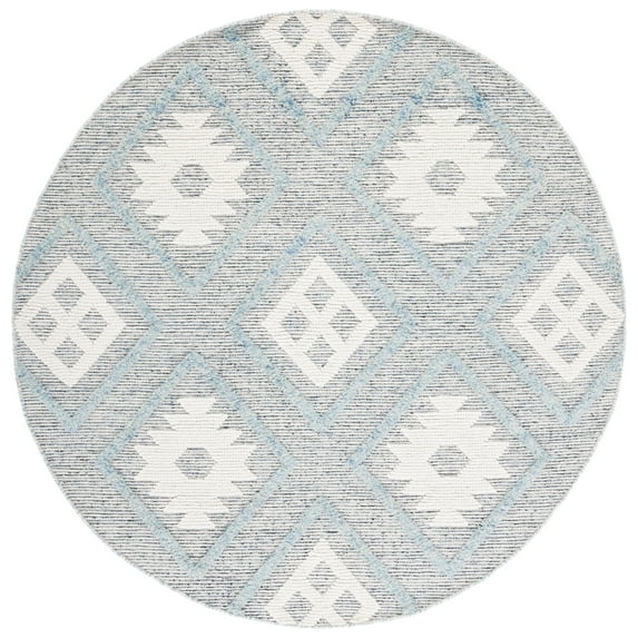 SAFAVIEH Vermont Yazmin Geometric Area Rug, Blue/Ivory, 6' x 6' Round