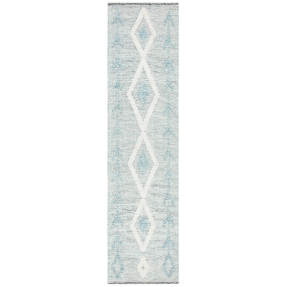 SAFAVIEH Vermont Yazmin Geometric Runner Rug, Blue/Ivory, 2'3" x 9'