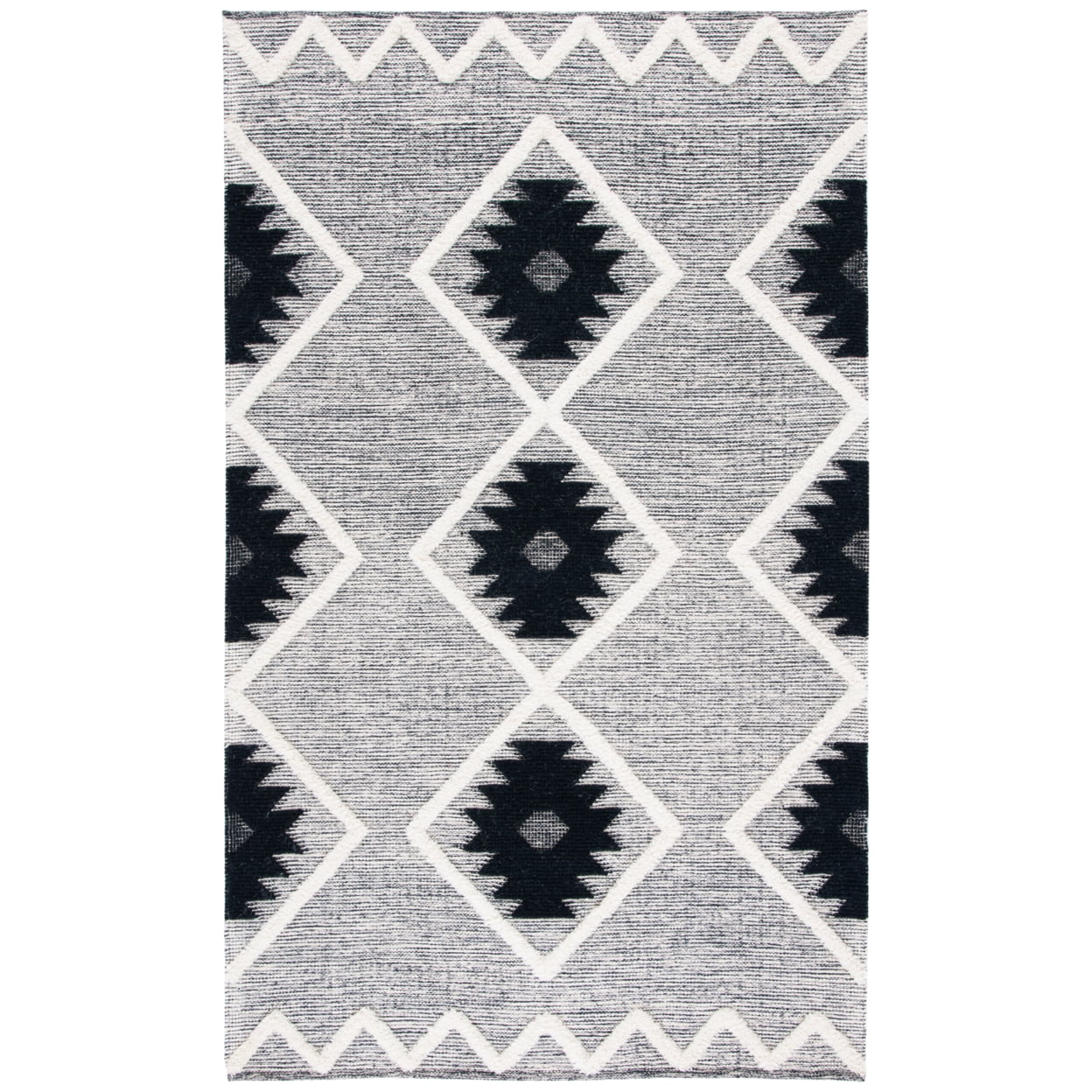 SAFAVIEH Vermont Yolonda Geometric Area Rug, Black/Ivory, 6' x 6' Round
