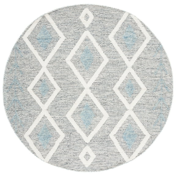 SAFAVIEH Vermont Yorick Geometric Area Rug, Blue/Ivory, 6' x 6' Round
