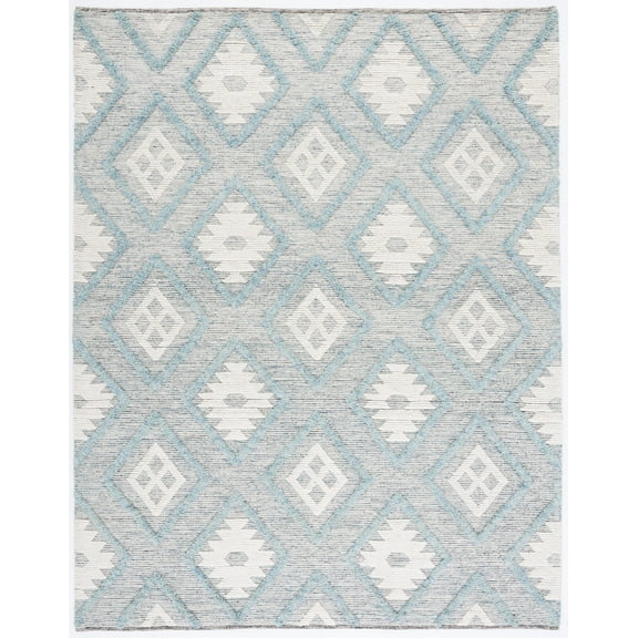 SAFAVIEH Vermont Yorick Geometric Area Rug, Blue/Ivory, 8' x 10'