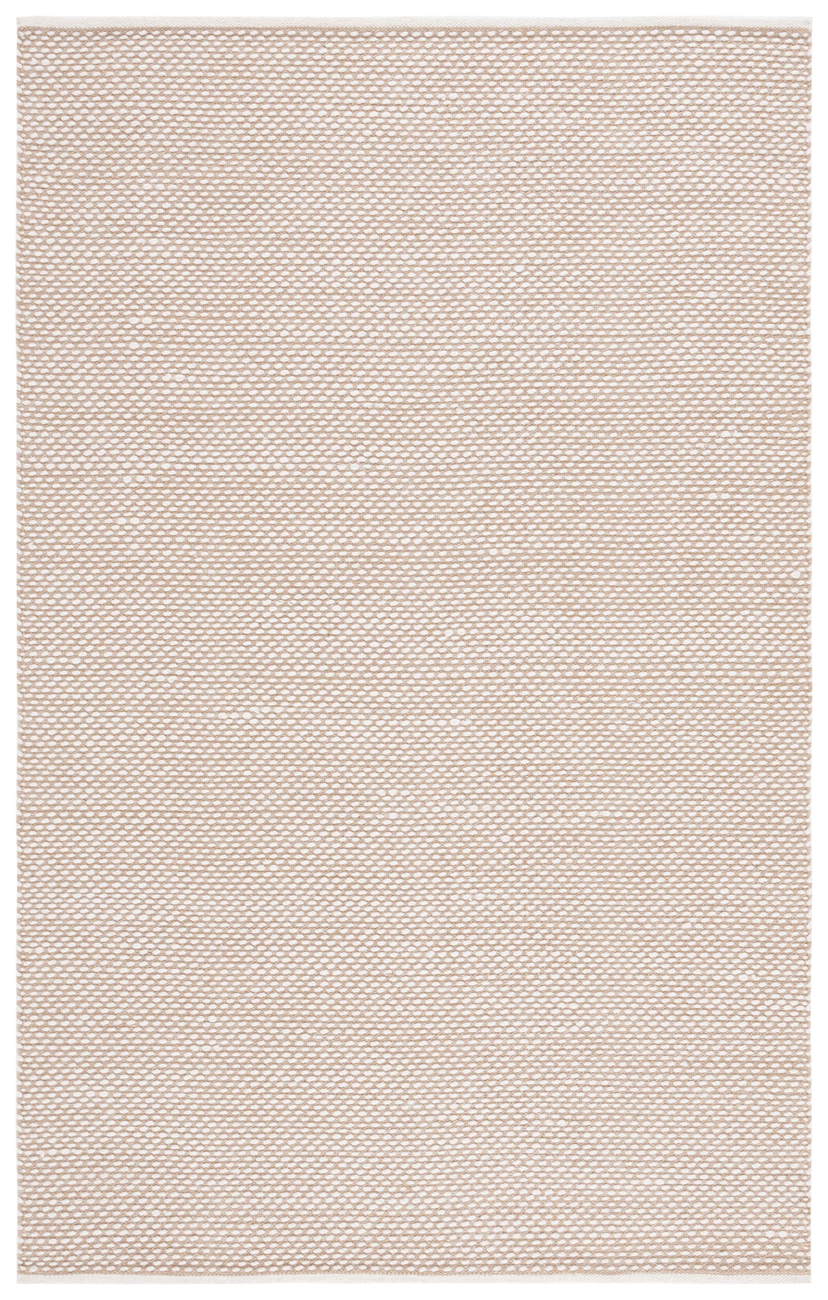 Beige Handwoven Wool 4' x 6' Rectangular Area Rug