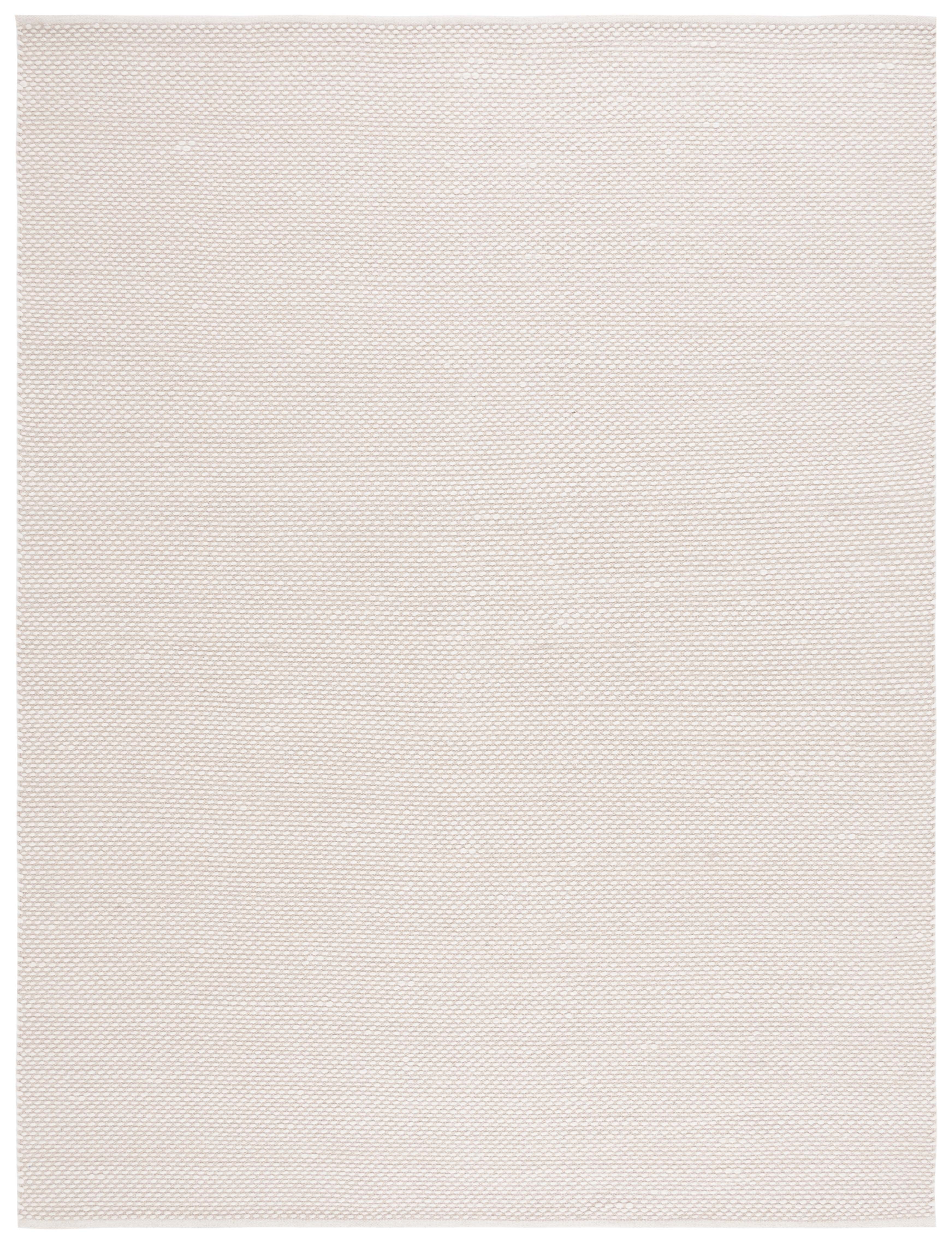 Ivory Flat Woven Round Wool Area Rug, 8' x 10'