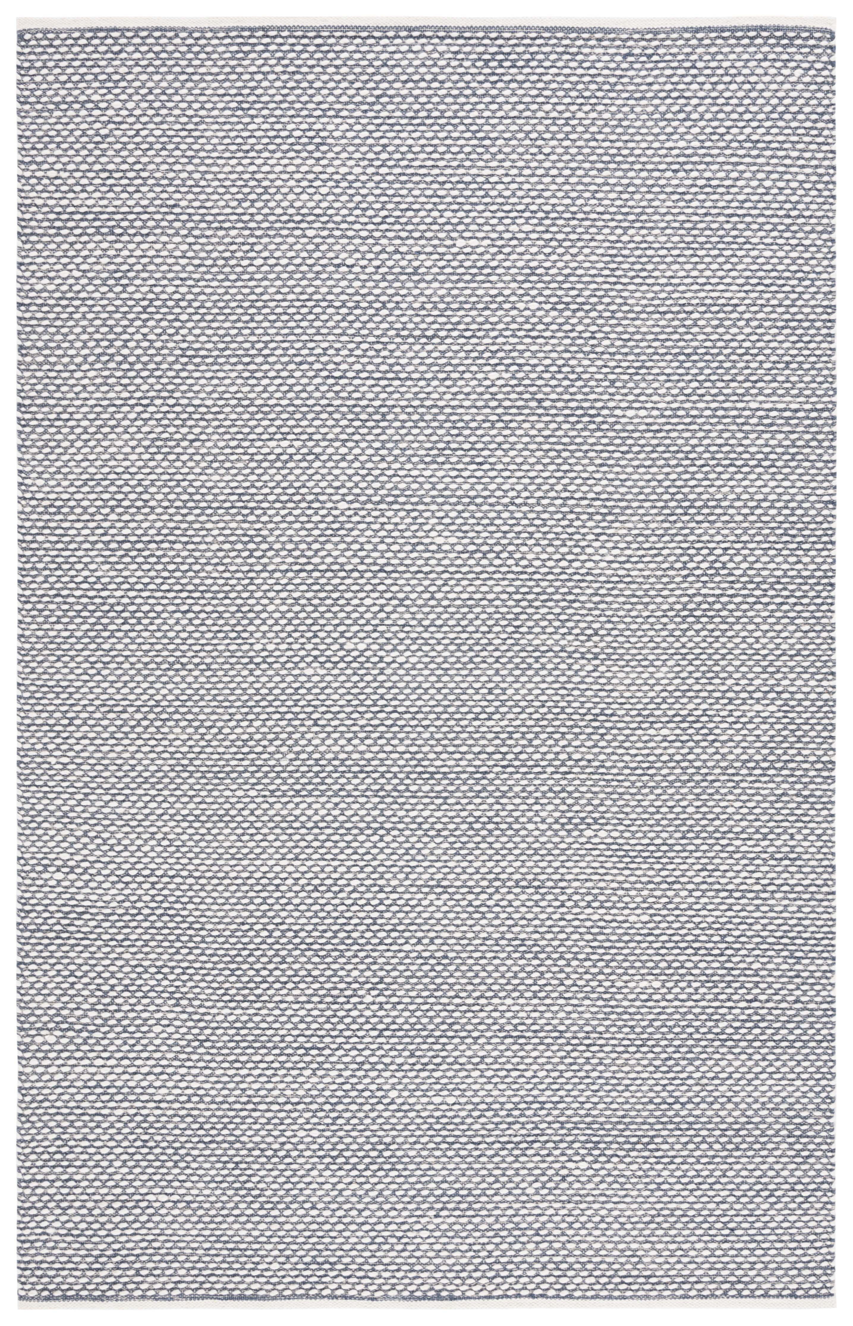 Navy Wool Flat Woven 4' x 6' Handmade Area Rug