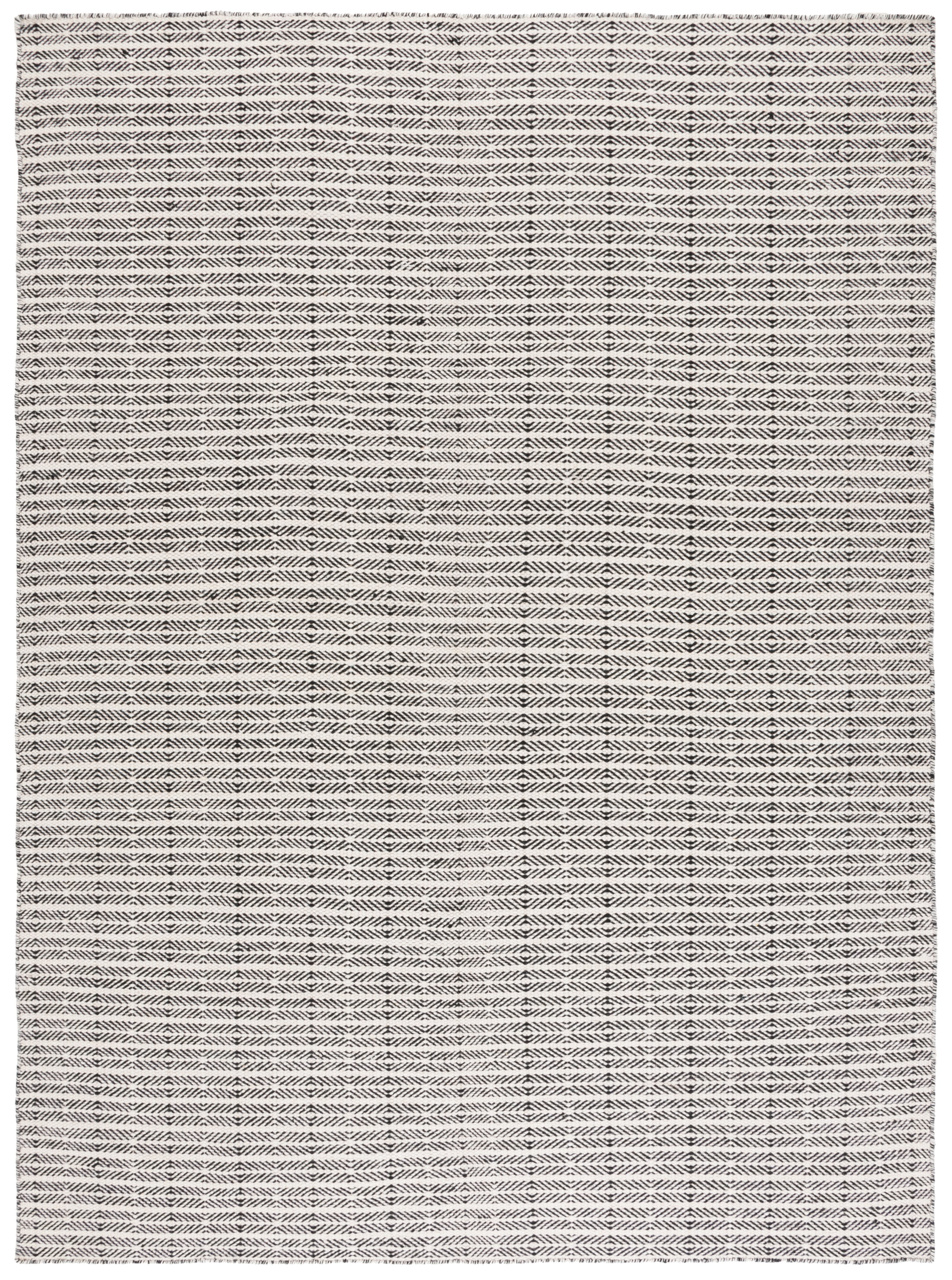 Handmade Black and Ivory Wool Tufted Reversible Area Rug, 9' x 12'