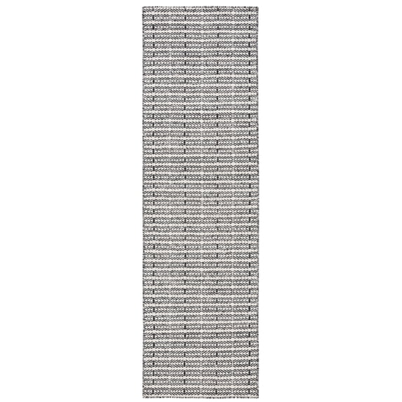 SAFAVIEH Vermont Zachary Striped Runner Rug, Black/Ivory, 2'3" x 5'