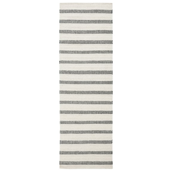 SAFAVIEH Vermont Zahara Striped Runner Rug, Black/Ivory, 2'3" x 8'