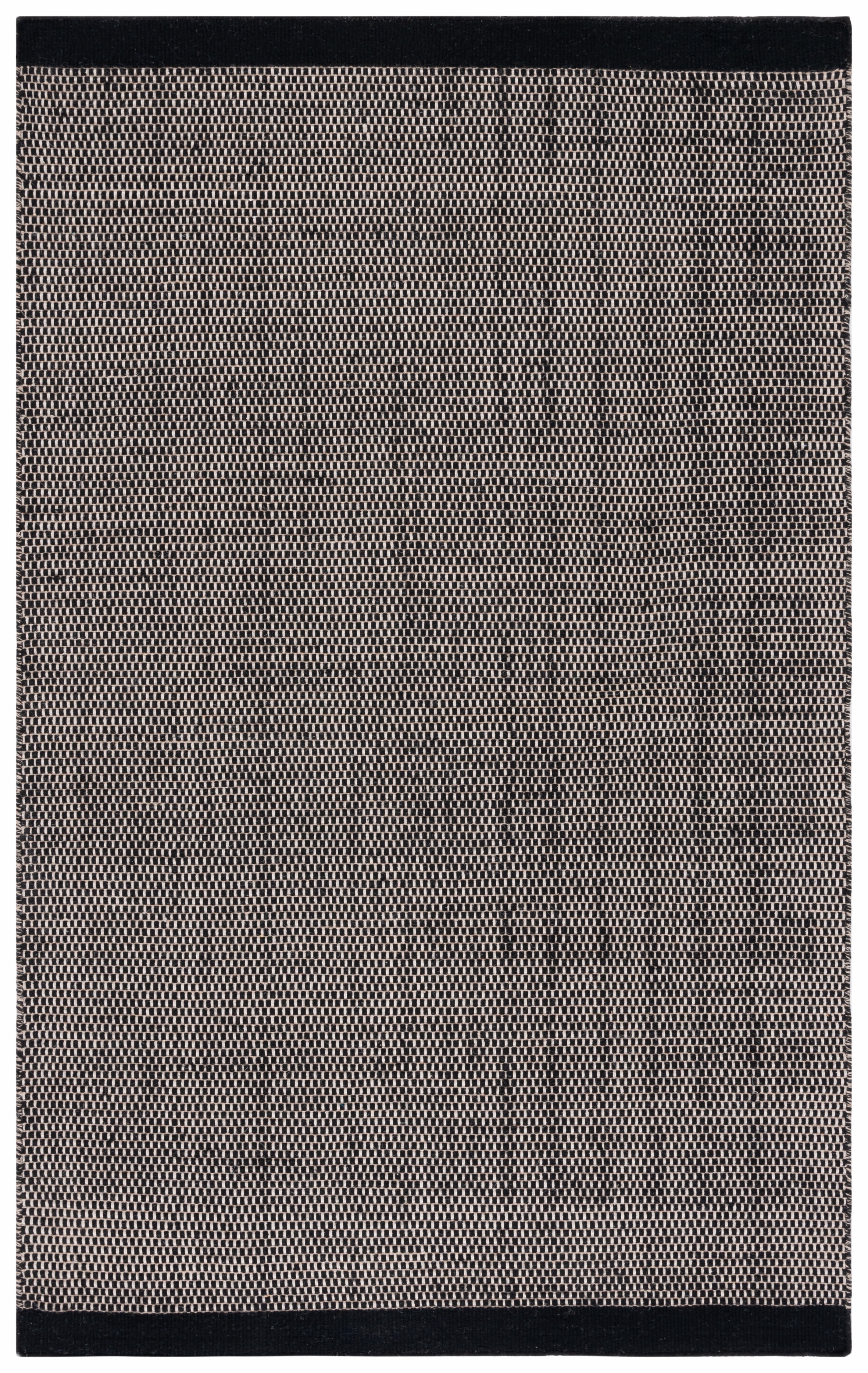 Black Rectangular Handmade Wool Flat Weave Rug, 2' x 3'