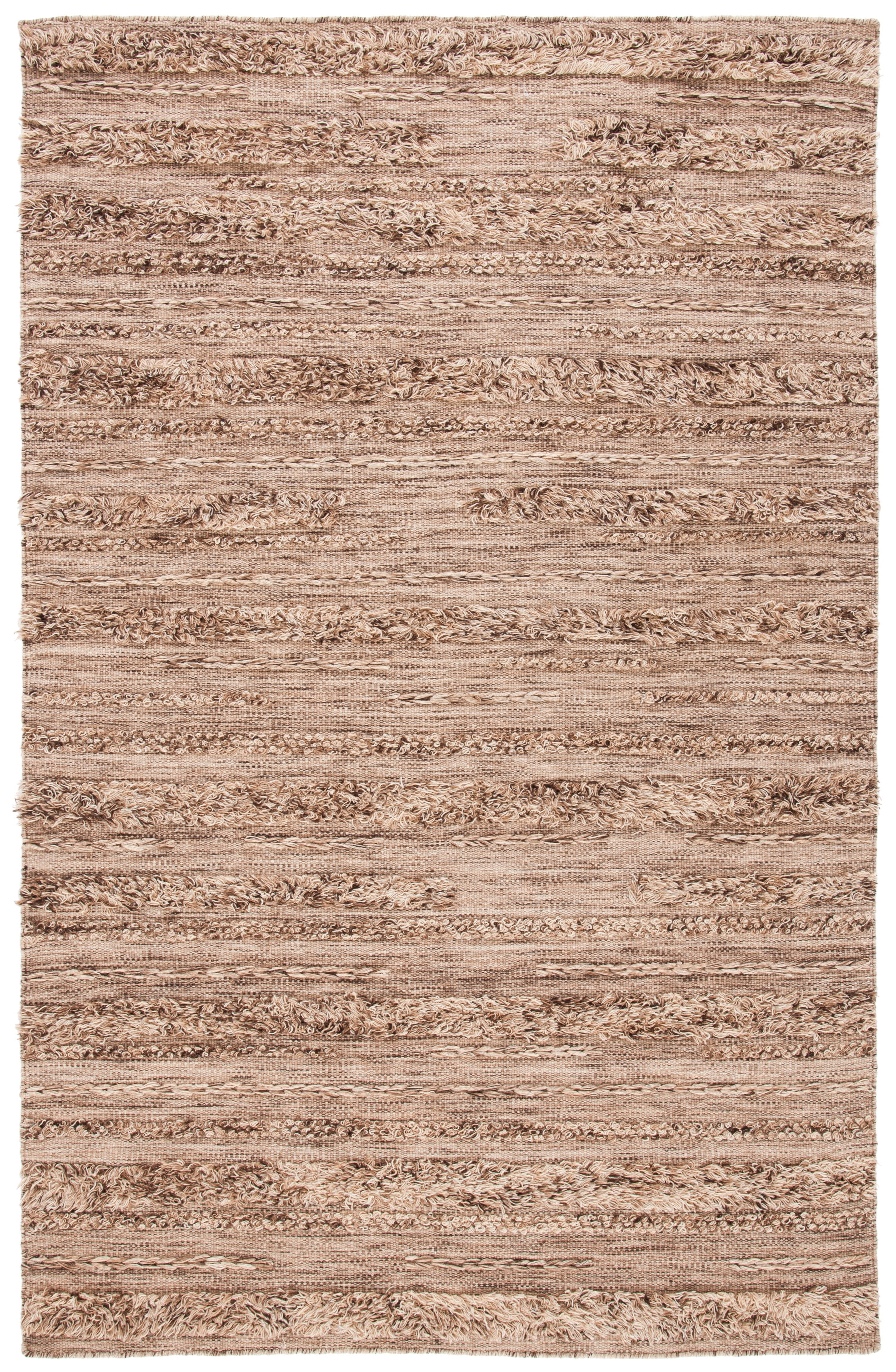Handwoven Brown and Beige Wool Cotton Area Rug