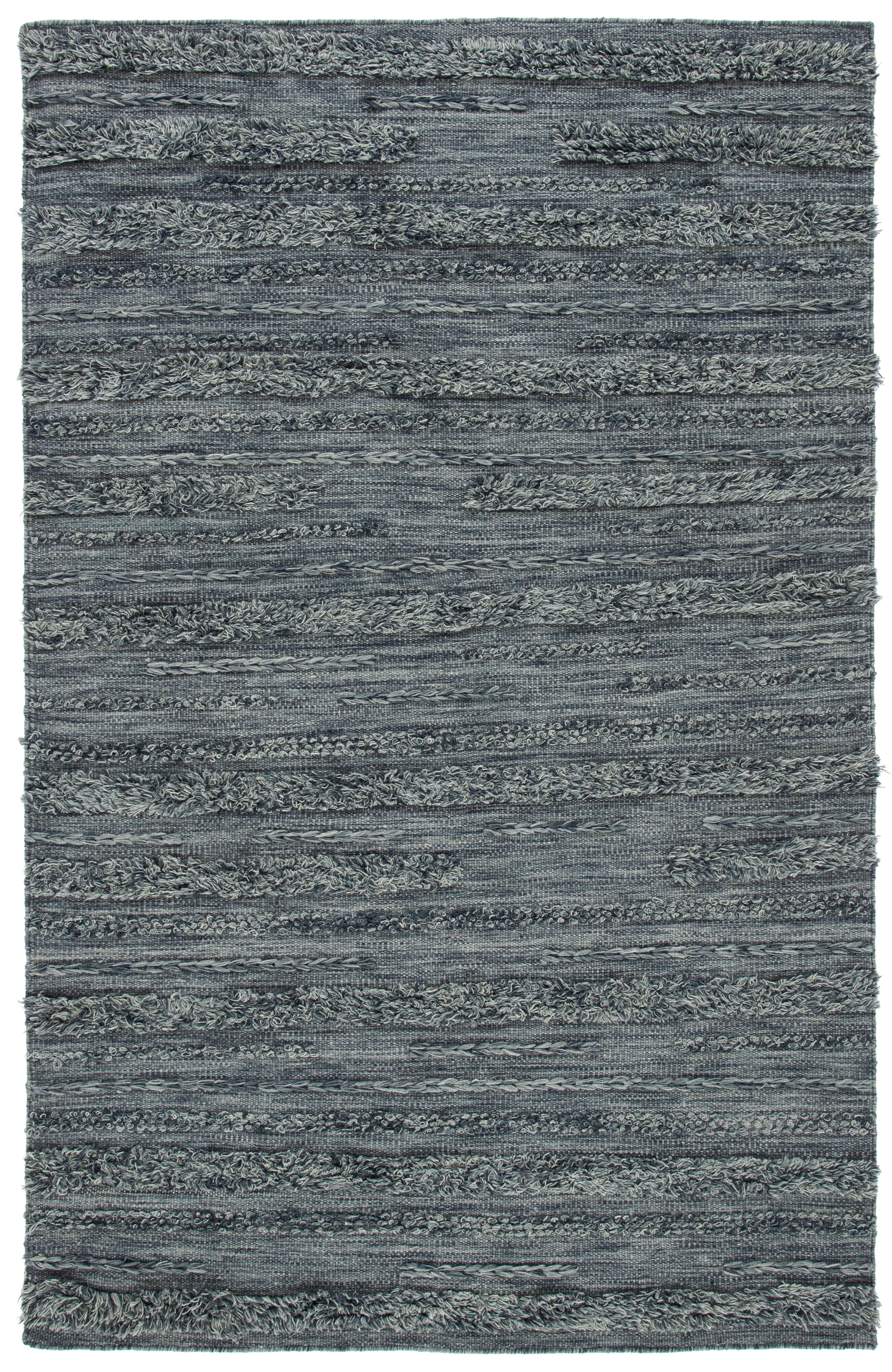 Charcoal and Ivory Hand-Knotted Wool and Cotton Rug, 4' x 6'