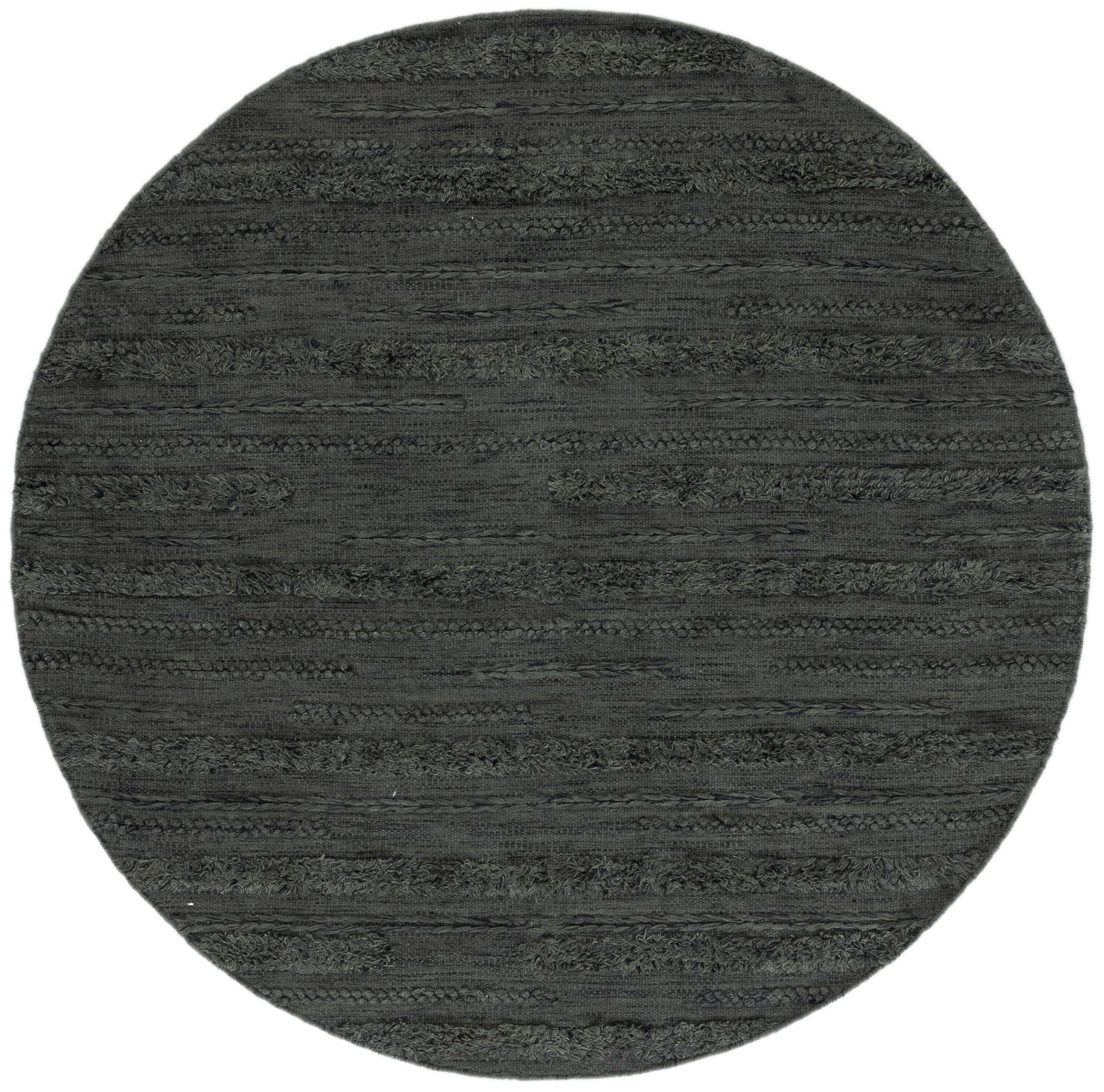 SAFAVIEH Vermont Zavanna Striped Area Rug, Charcoal/Ivory, 6' x 6' Round